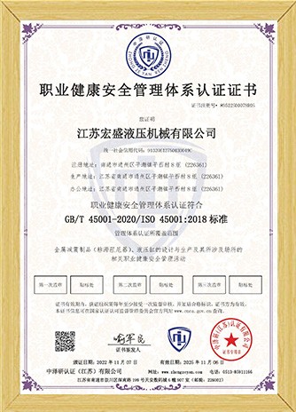 職業(yè)健康安全管理體系認證證書